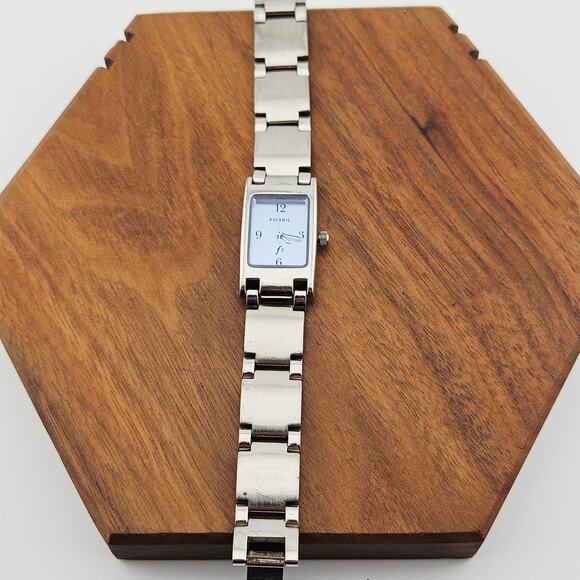 Fossil Silver Tone Rectangle Dial Watch Bracelet Link Band ES-8999 Casual Daily - Picture 4 of 8